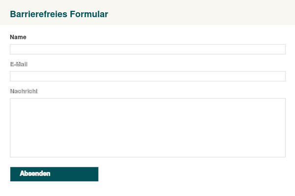 Formularseite eines barrierefreien digitalen Angebots, getestet durch Menschen mit Sehbehinderung